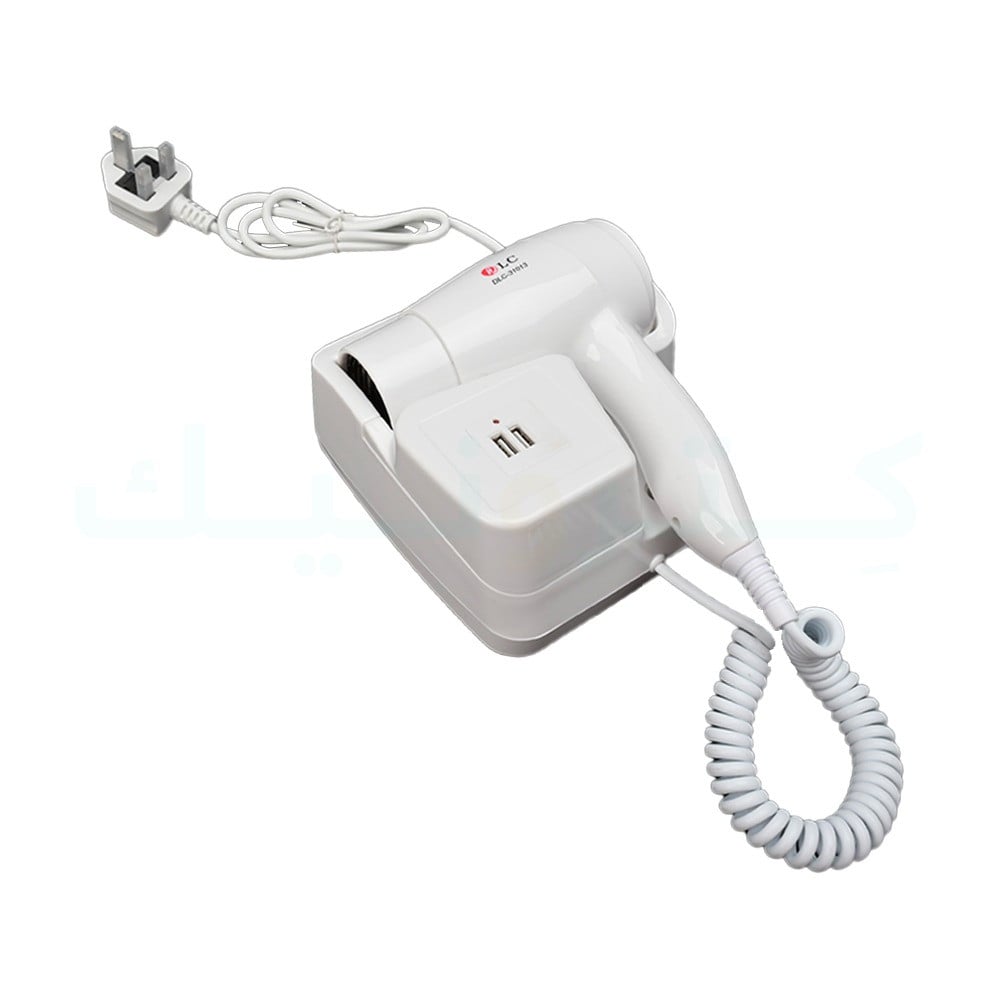 DLC Wall Mounted Hair Dryer With 2 USB Ports - Kitronic Store