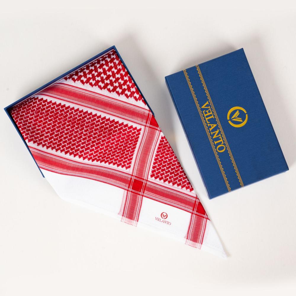 شماغ فيلانتو أحمر VELANTO RED داخل العلبة الفاخرة - شماغ قطن