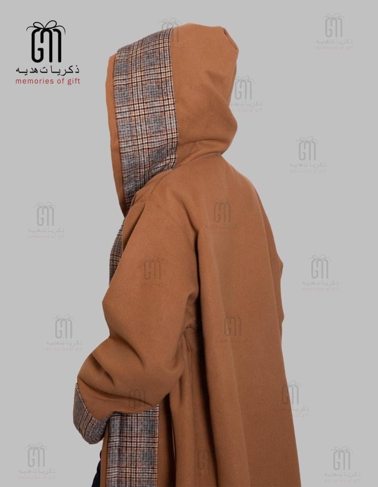 فروة نسائية إيطالية كاروهات لون جملي