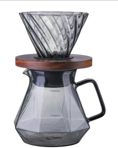 طقم سيرفير و قمع تقطير V60 زجاج V60 Dripper