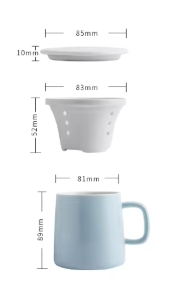 كوب سراميك بصفاية وغطاء