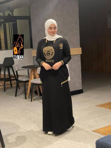 فستان مع جاكيت خامه قطن قطعتين شعار تطريز ستراس /م...
