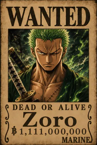 بوستر  زورو - Zoro Wanted Poster