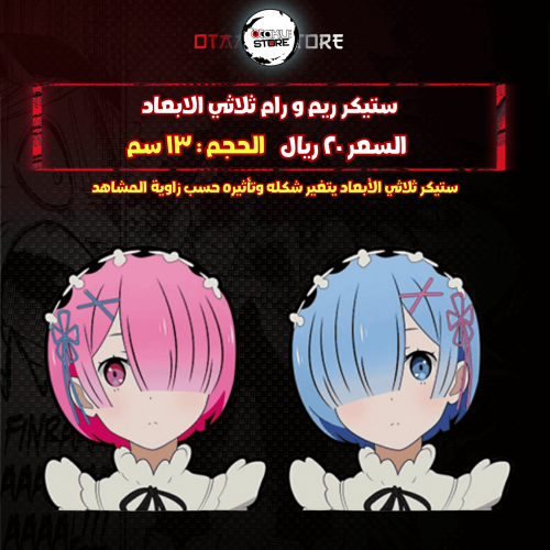 ستيكر ريم و رام ثلاثي الابعاد - Rem & Ram 3D Sticker