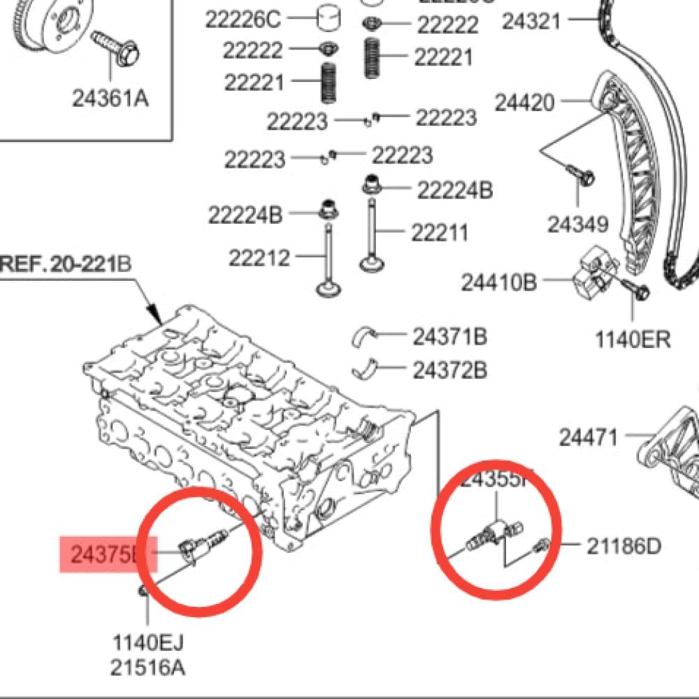 عدد 2 بلف VVT يمين و يسار هونداي ازيرا النترا سوناتا توسان جينيسس من 2005-2019  اصلي وكاله شامل رسوم الشحن والضريبة