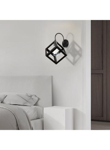 ابليك حائط جداري مودرن اسود مكعب E27*1L