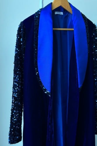 Abaya مخمل كحلي مع ترتر