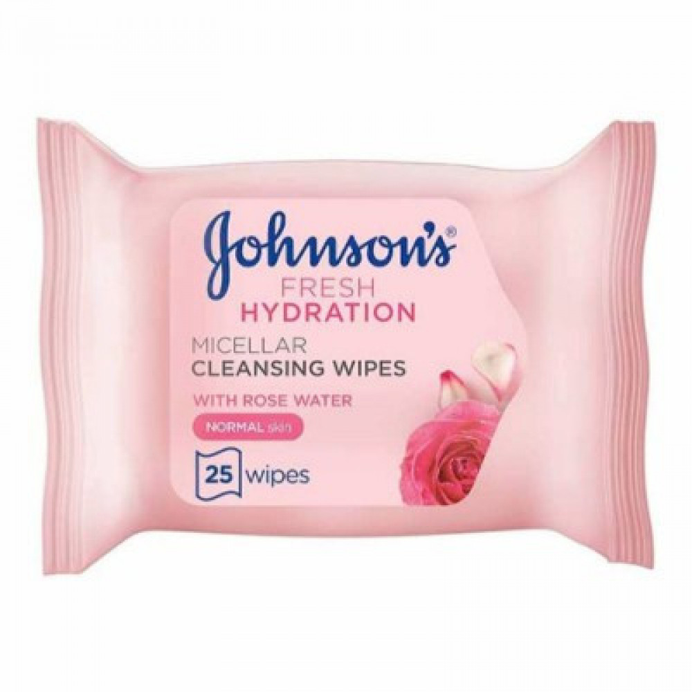 جونسون أصلي 100 مناديل مكياج ميسيلار للتنظيف مع ماء الورد 25 منديل Bogly Bogly