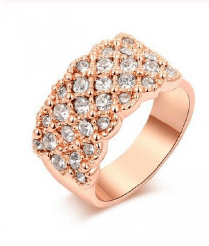 خاتم نسائي مطلي بالذهب مزين بحجر الراين