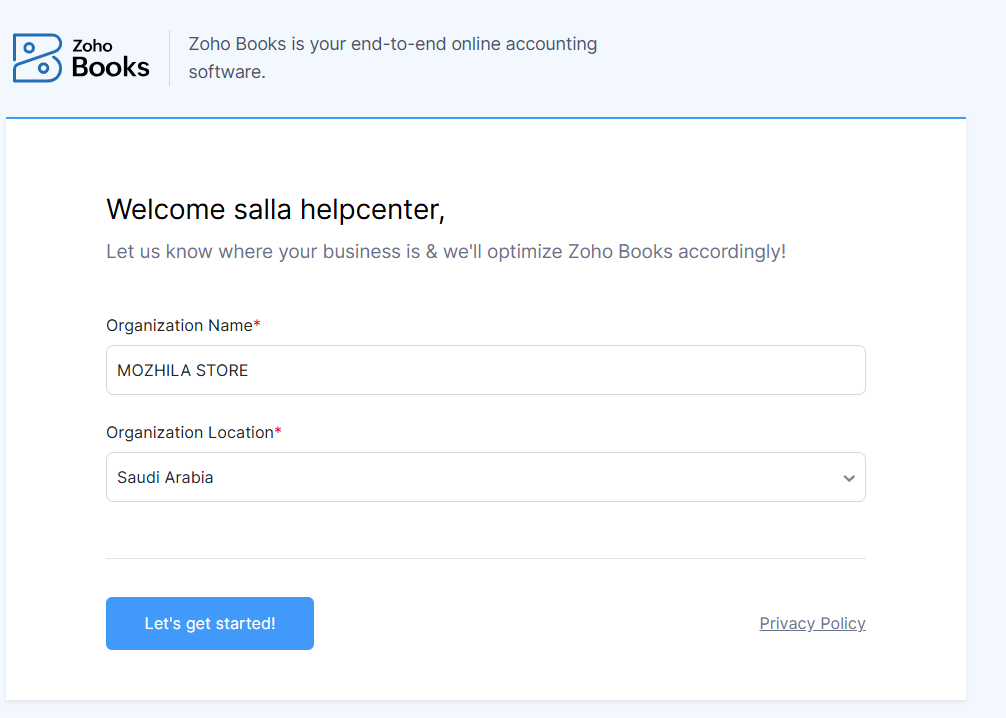 الربط المحاسبي ZOHOBOOKS