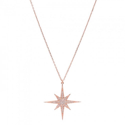 سلسال على شكل النجمة الذهبية مرصوفة بأحجار الزيركون ومطلية بالذهب -من مجموعة نفيس هدايا مجوهرات هدية نسائية فاخرة 958