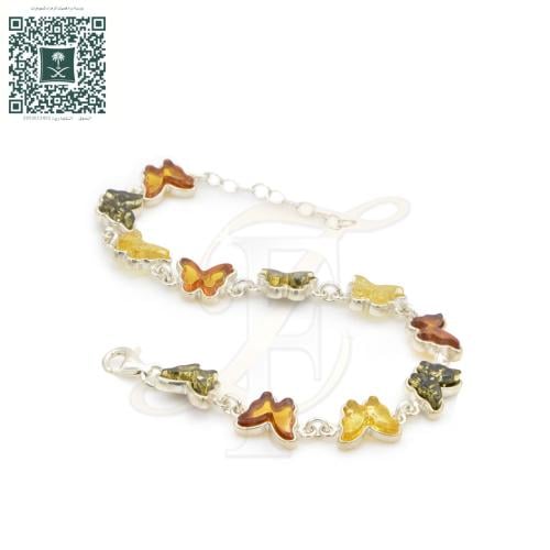 اسوارة كهرمان فضة عيار 925