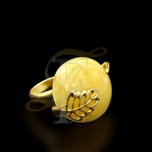 خاتم كهرمان لتواني فضة عيار 925