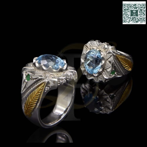 خاتم توباز فضة عيار 925