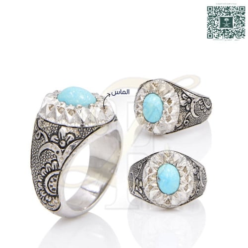 خاتم فيروز فضة عيار 925