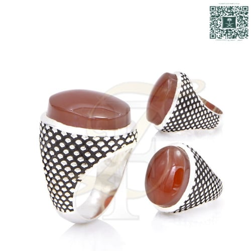 خاتم عقيق يماني فضة عيار 925