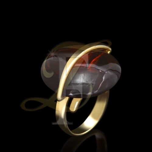 خاتم كهرمان ليتواني فضة عيار 925