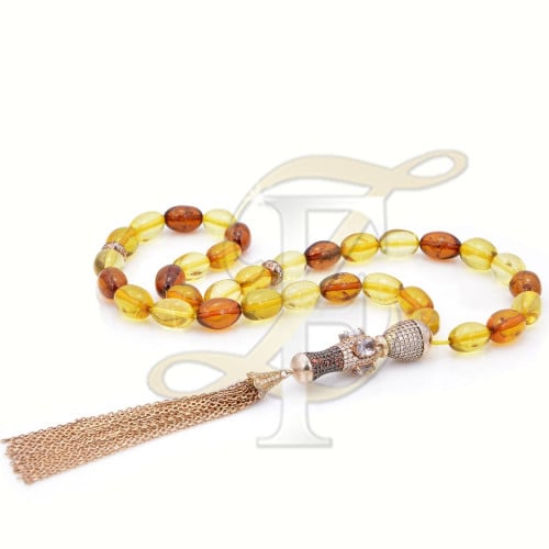 مسباح كهرمان بولندي فضة عيار 925