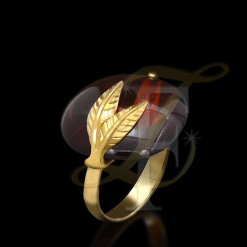 خاتم كهرمان لتواني فضة عيار 926