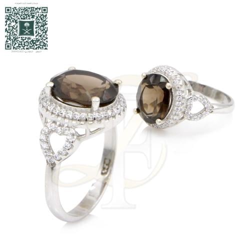 خاتم كوارتز دخاني فضة عيار 925