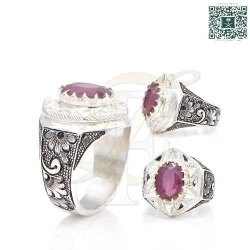 خاتم ياقوت فضة عيار 925