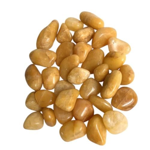 حجر طبيعي لامع للحدائق والفازات مقاس عسلي اللون