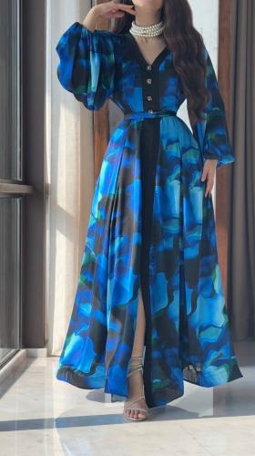 فستان ناعم بحزام من الخصر