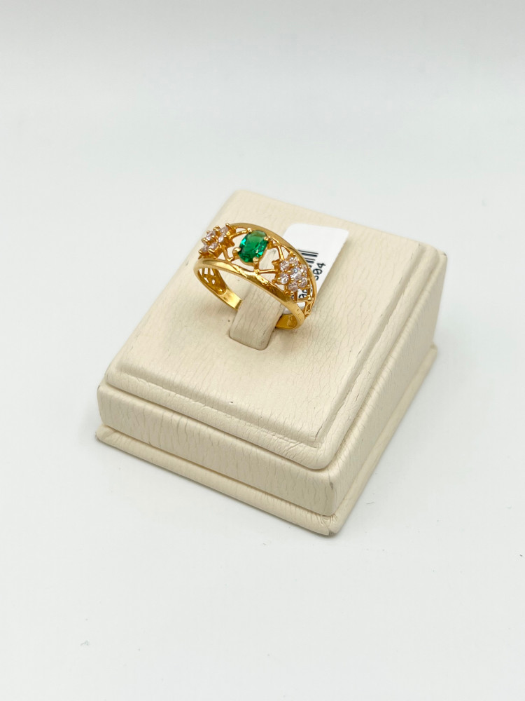 18 karat gold ring, weight 1.14 grams - زمرد ذهب و الماس