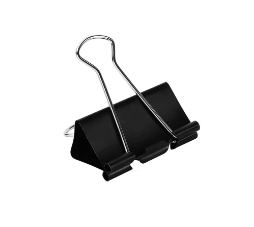 مشبك أوراق معدني أسود - مقاس كبير (تثبيت محكم للأوراق) - Generic