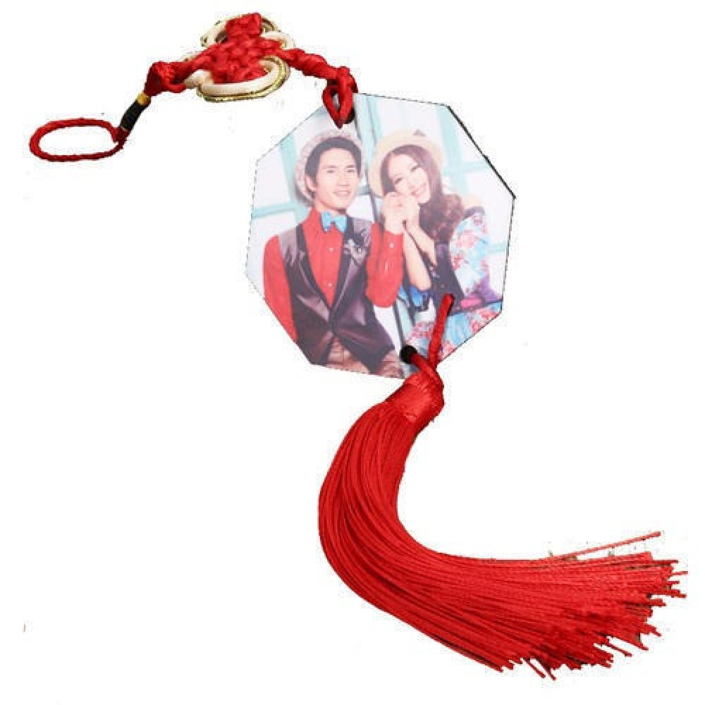 تعليقة مرايا خشب للسيارة سبلميشن مع شرابة