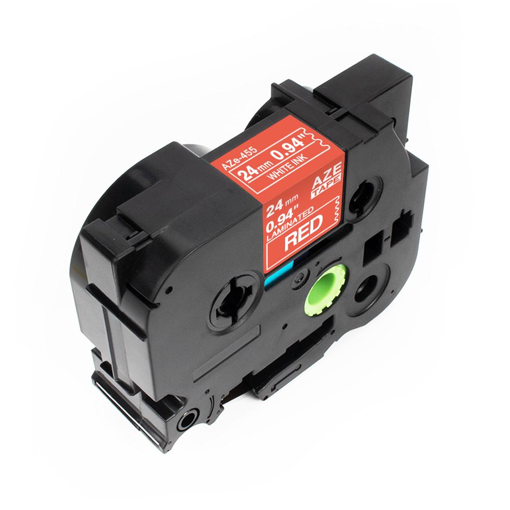 AZE-455 ليبل برذر صيني مقاس 24 ملي طباعة اللون ابيض على احمر