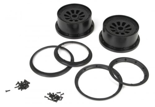 Wheel & Beadlock Set, Black (2) 5IVE-T - LOSB7034