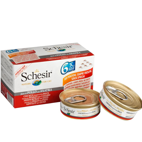 شيزر طعام رطب للقطط بشرائح الدجاج مع البط 50g×6