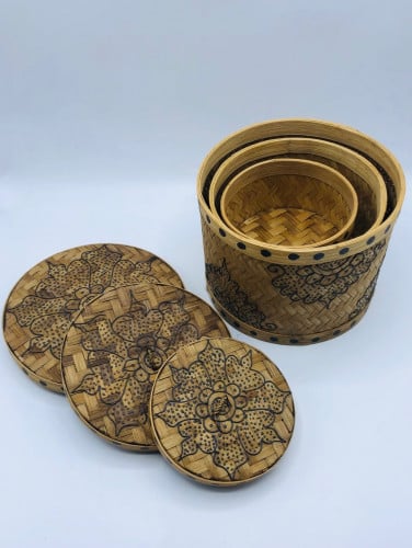 3 صناديق تنسيق مع غطاء (18سم ، 15سم، 11سم)