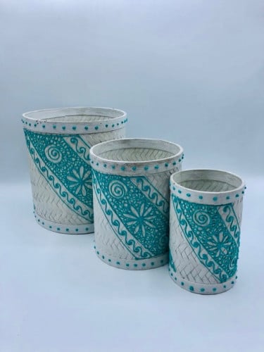 3 علب اسطوانية الشكل (18 سم، 15 سم، 11سم)