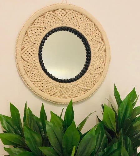 تعليقة جدارية مع مرايا مزينة بزينة باللون الأسود ( 40سم )