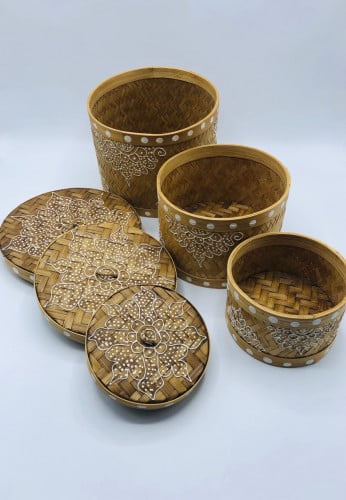 3 صناديق تنسيق مع غطاء (18سم ، 15سم، 11سم)