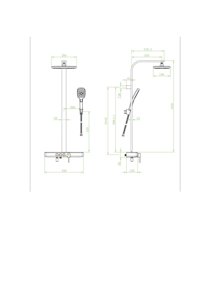 طقم دش كامل  كروم مربع-001C