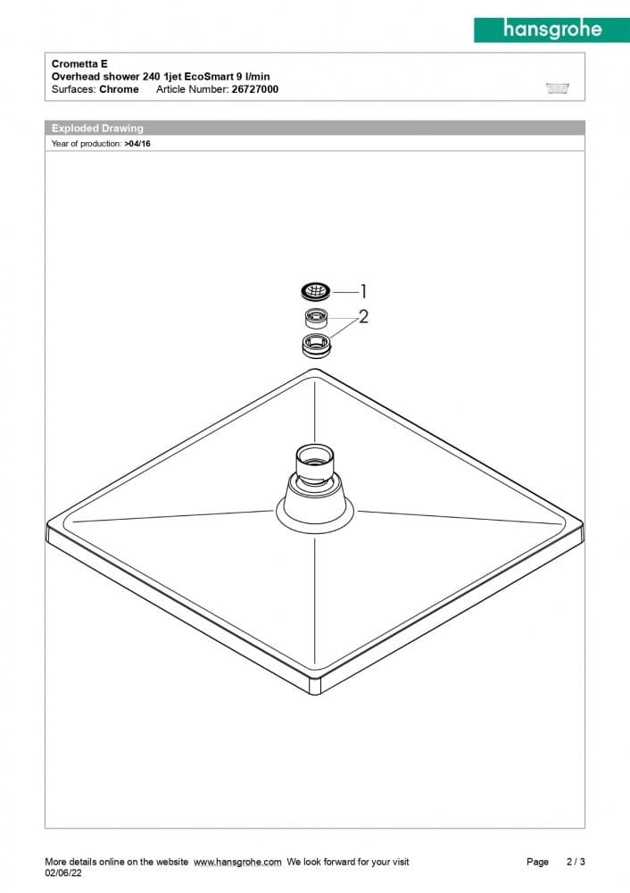 طاسة دش كروميتا 24*24 (E240) هانس جروهي / hansgrohe