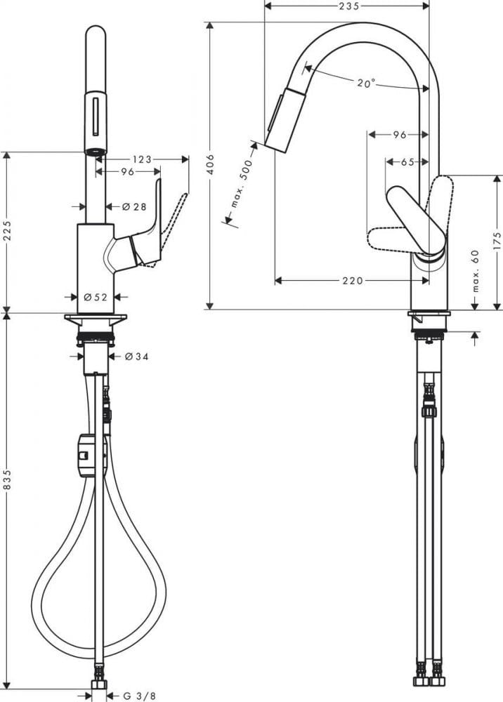 خلاط مطبخ كروم فوكس سحاب 240 هانس جروهي / hansgrohe