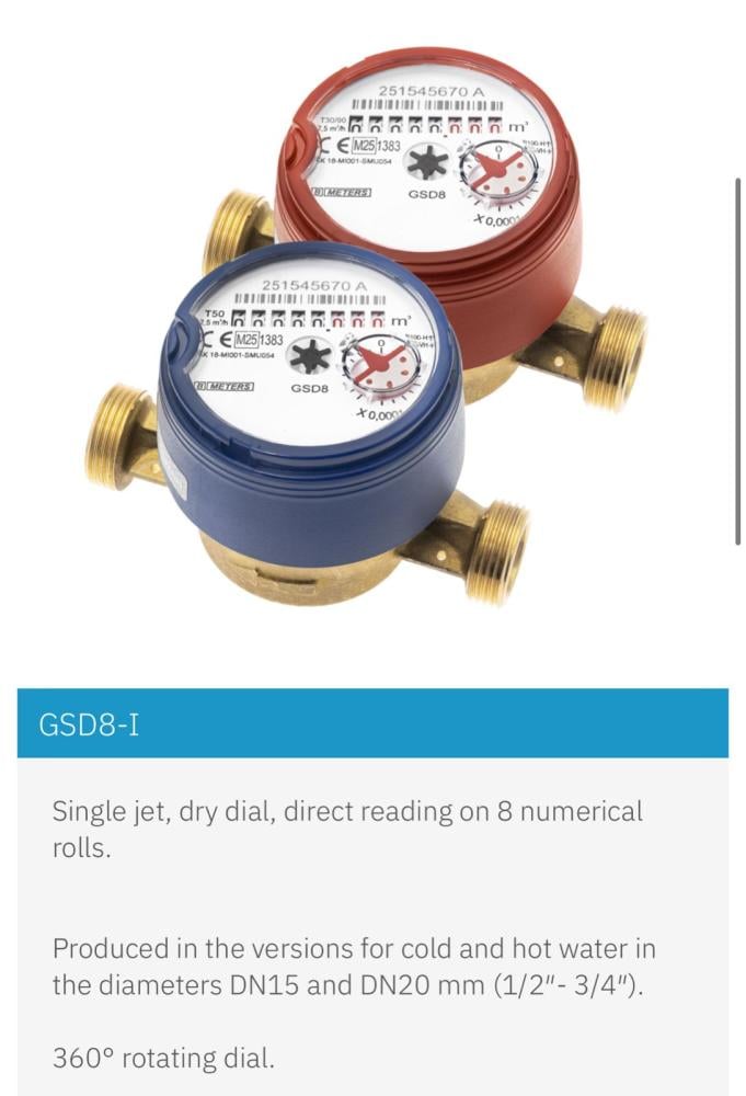 عداد ماء ايطالي من بي ميترز1/2mm -I
