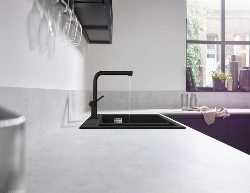 خلاط مطبخ أسود سحاب تاليس مفرد هانس جروهي / hansgrohe