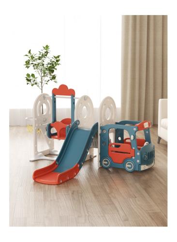 زحليقة مع مرجيحة وسيارة وكرة سلة ,أحمر-أزرق غامق FJY-162Red  ابعاد المنتج:"171*187*115 "سم ابعاد الكرتون:102*34*65سم