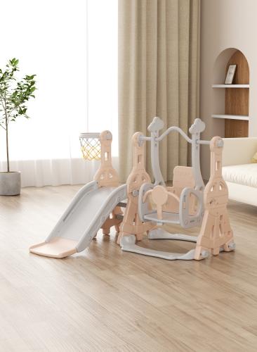 زحليقة مع مرجيحة للأطفال  مع  كرة سلة  3*1 FJY-10Pink  ابعاد المنتج::118*122*98سم ابعاد الكرتون:87*28.5*47.5سم
