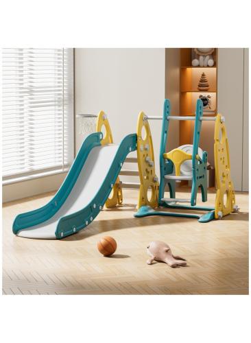 زحليقة مع مرجيحة علي شكل صاروخ مع  كرة سلة 3*1 FJY-31 ابعاد المنتج:141*204*106سم ابعاد الكرتون::104*32*53سم