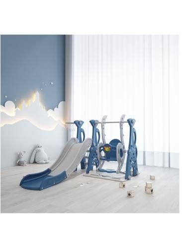 زحليقة مع مرجيحة  مع  كرة سلة  3*1 ,أزرقFHR-41Blue  ابعاد المنتج:152*200*120 CM ابعاد الكرتون:105*35*55سم