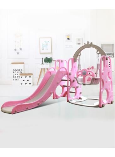 زحليقة مع مرجيحة مع كرة سلة 3*1 ,زهري FJY-66Pink