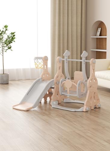 زحليقة مع مرجيحة للأطفال  مع كرة سلة 140*122*98 سم  FJY-09Pink