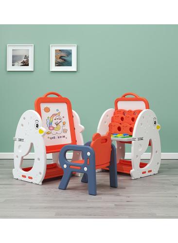 مجموعة طاولة وكرسي متعددة الوظائف 3 في 1 ، لوح رسم مع رف للكتب, سطح مكتب قابل للطي , حامل قائم قابل للتعديل FJY-99RED ابعاد الكرتون:94*28.5*49.7سم