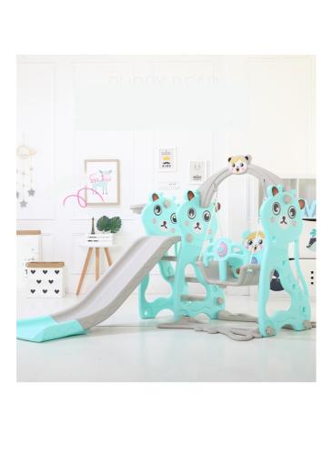 زحليقة مع مرجيحة و كرة سلة 3*1 ,أخضر فاتح